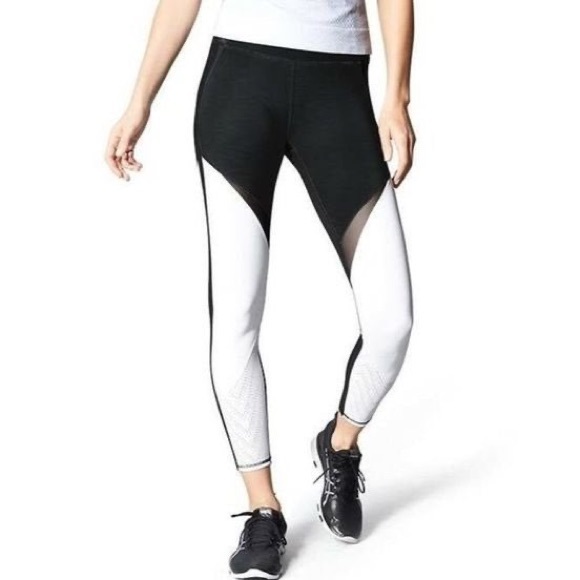 Athleta Pants - Athleta Precision Tights Leggings In Black And White Mesh